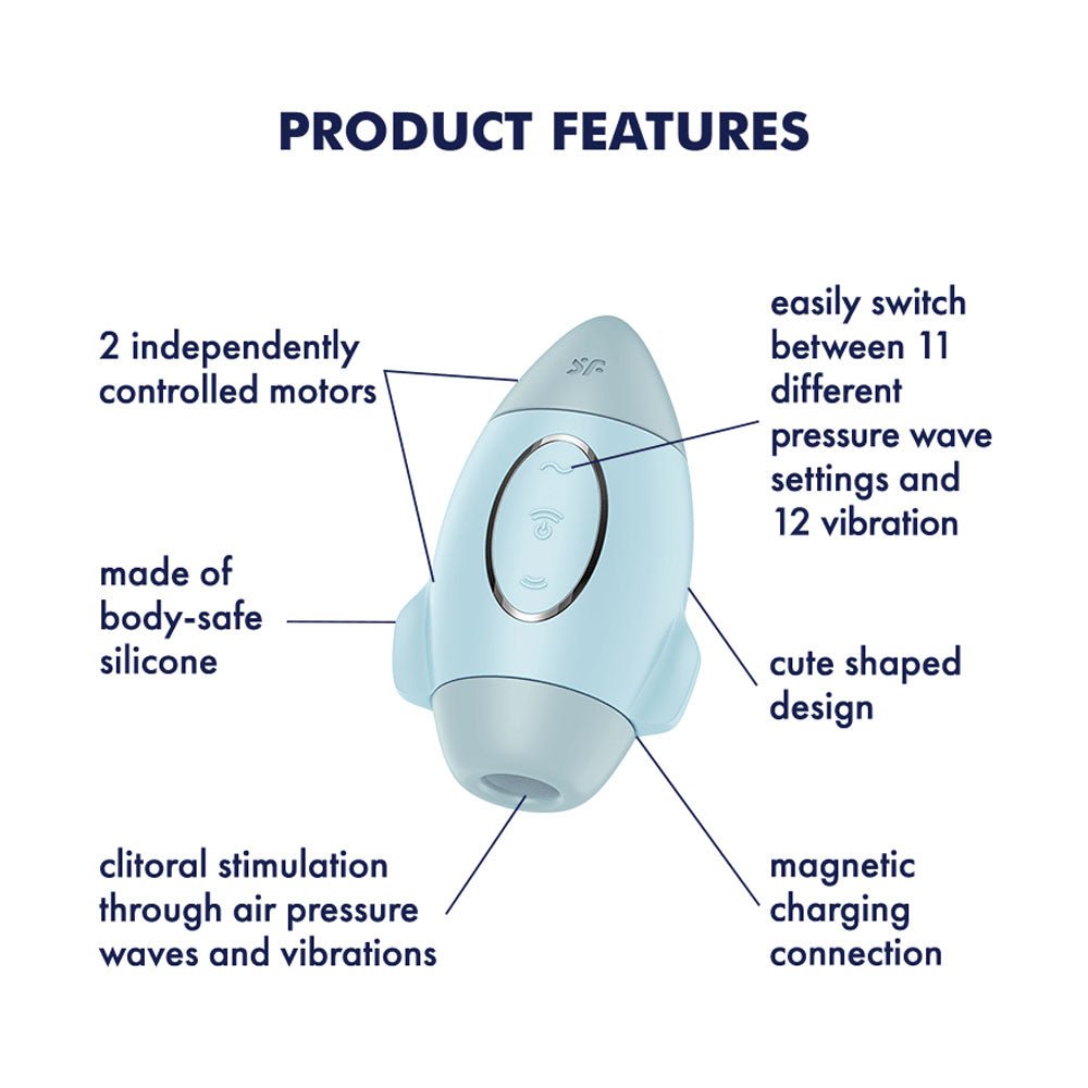 Satisfyer Mission Control Blue USB Rechargeable Vibrating Air Pulse Stimulator
